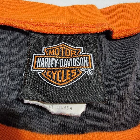 Harley-Davidson Crop Tee LS Orange and Black - Size Medium - Picture 4 of 5